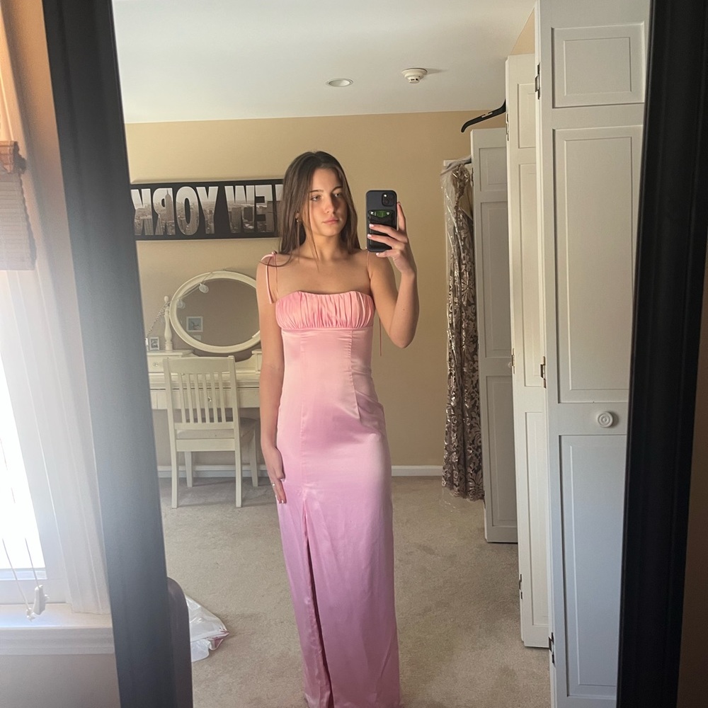 Baby pink silk gown/ prom dress